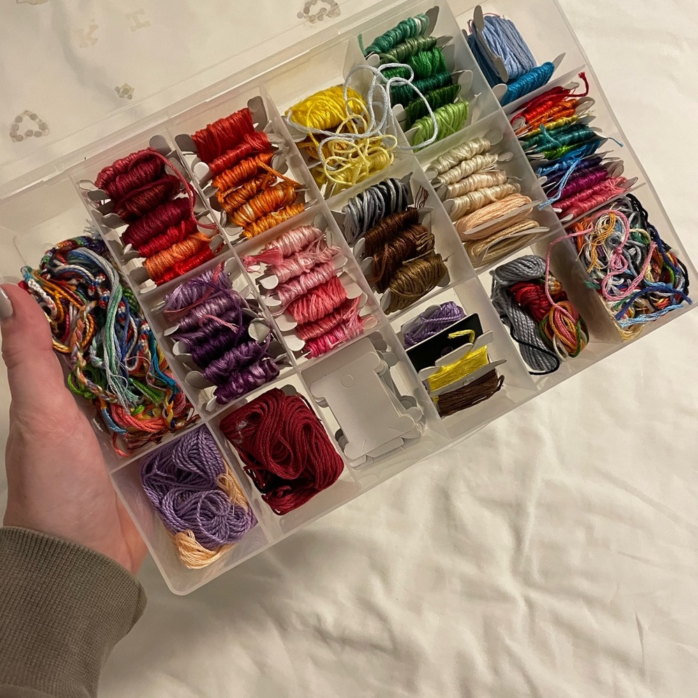 Multi-Color Thread Organizer Box with string